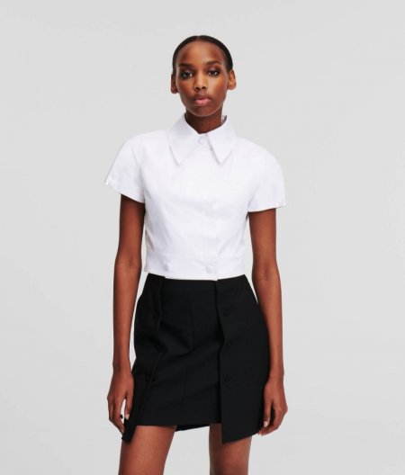 WOMEN'S SHORT-SLEEVED CROPPED SHIRT - White