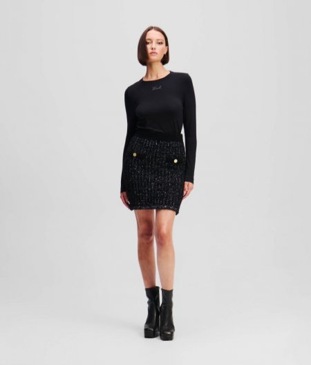 WOMEN'S KARL ESSENTIAL BOUCLÉ KNIT SKIRT - Black