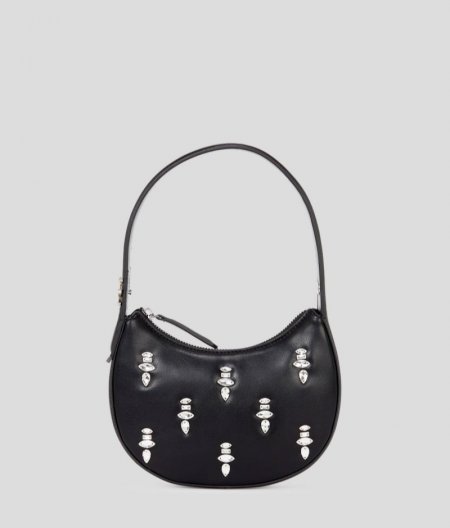 WOMEN'S K/SOIRÉE EMBELLISHED HALF-MOON BAG - Black