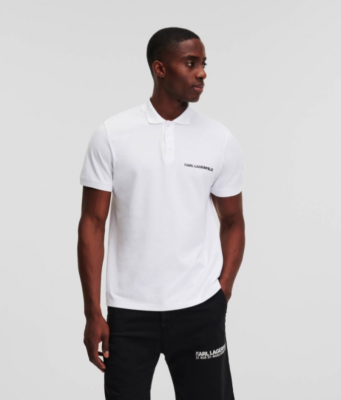 MEN'S KARL LOGO POLO SHIRT - White