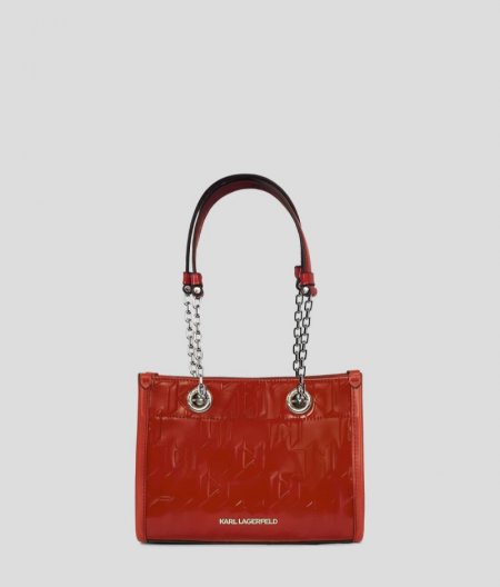 WOMEN'S K/SKUARE SHINY SMALL TOTE BAG - Klassic Red