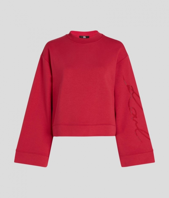 WOMEN'S RHINESTONE KARL SIGNATURE SWEATSHIRT - Persian Red