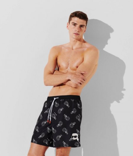 MEN'S IKON ALL-OVER-PRINT BOARD SHORTS - Ikon Outline with Black Pattern