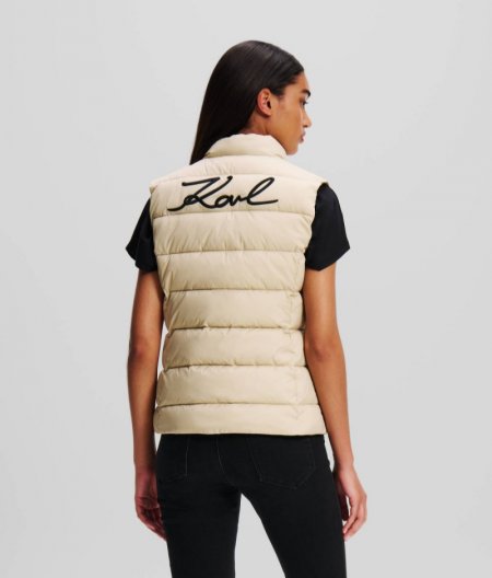 WOMEN'S KARL SIGNATURE PADDED GILET - Light Beige