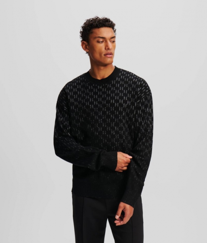 MEN'S KL MONOGRAM DEGRADÉ SWEATER - Black