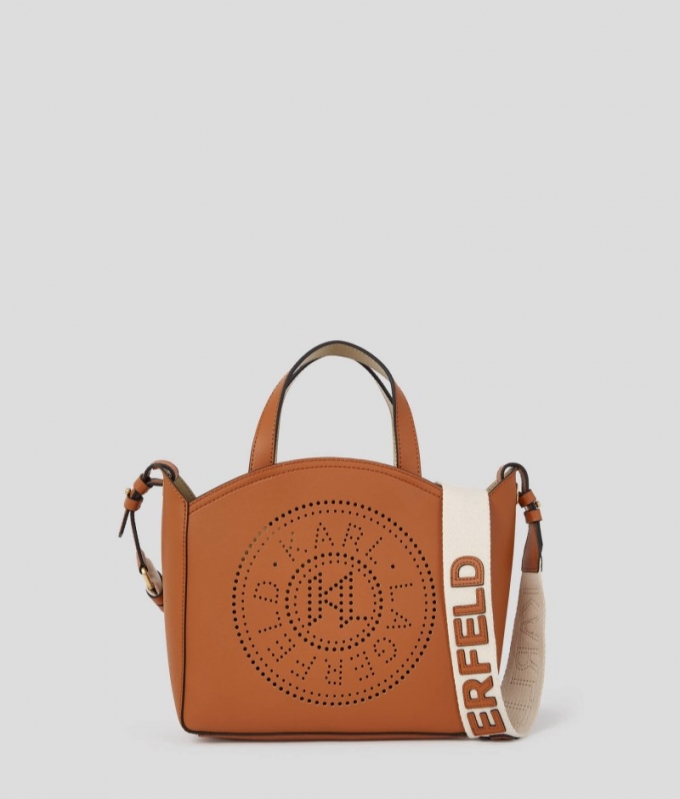 WOMEN'S K/CIRCLE PERFORATED SMALL TOTE BAG - Off White