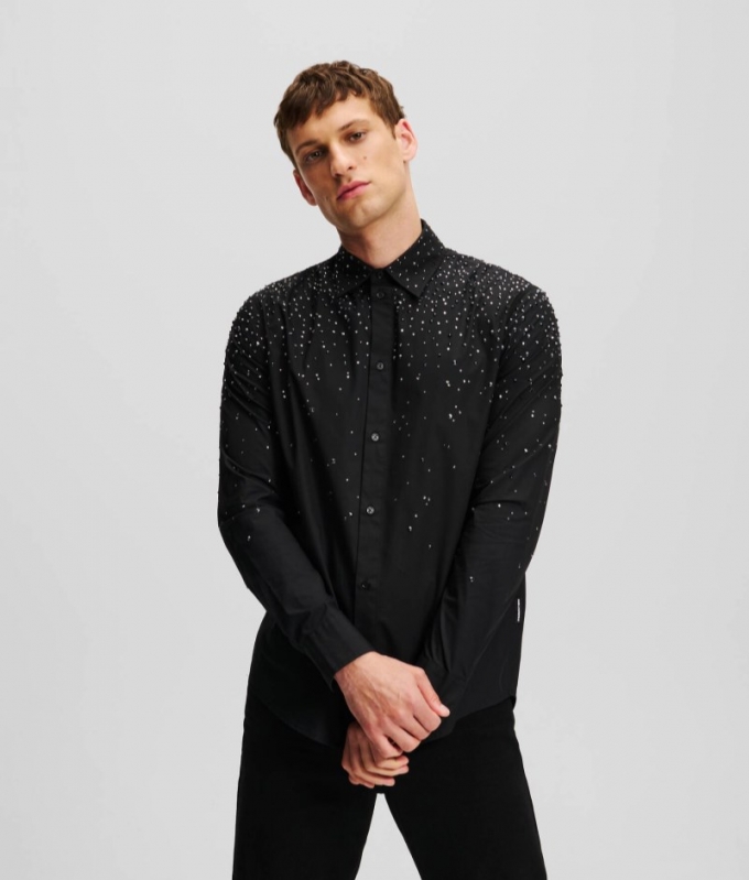 MEN'S RHINESTONE DEGRADÉ SHIRT - Black