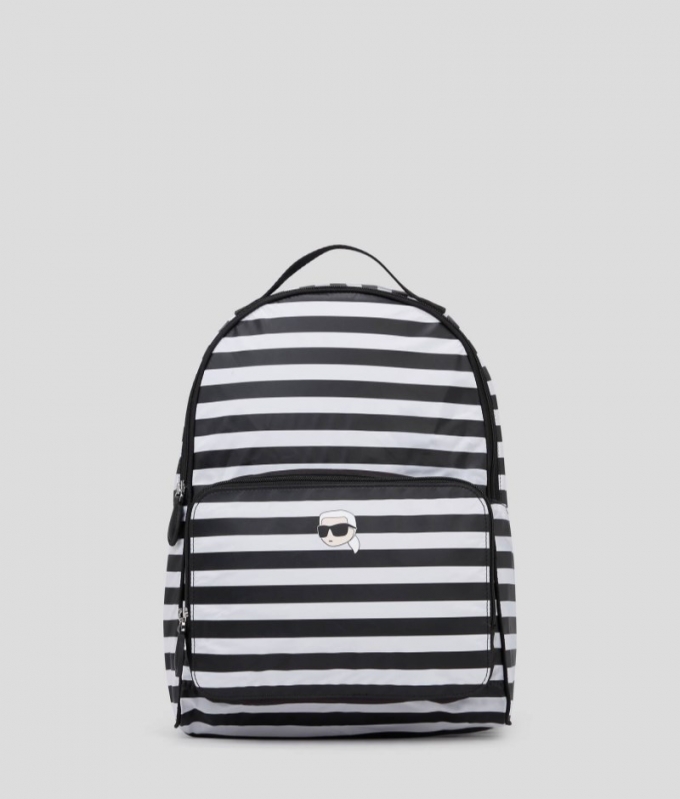 WOMEN'S IKON NYLON PACKABLE BACKPACK - Small Stripe Black-White