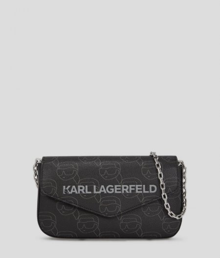 WOMEN'S IKON MONOGRAM POUCH - NFT All Over Pattern Black