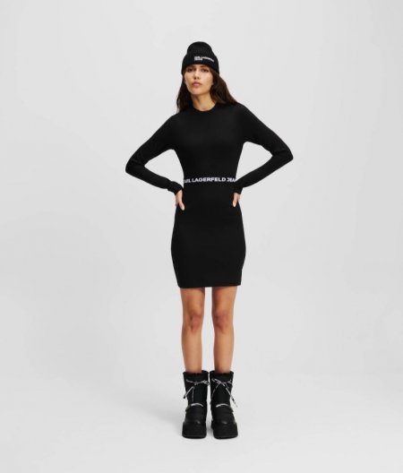 WOMEN'S KLJ LONG-SLEEVED T-SHIRT DRESS - BLACK