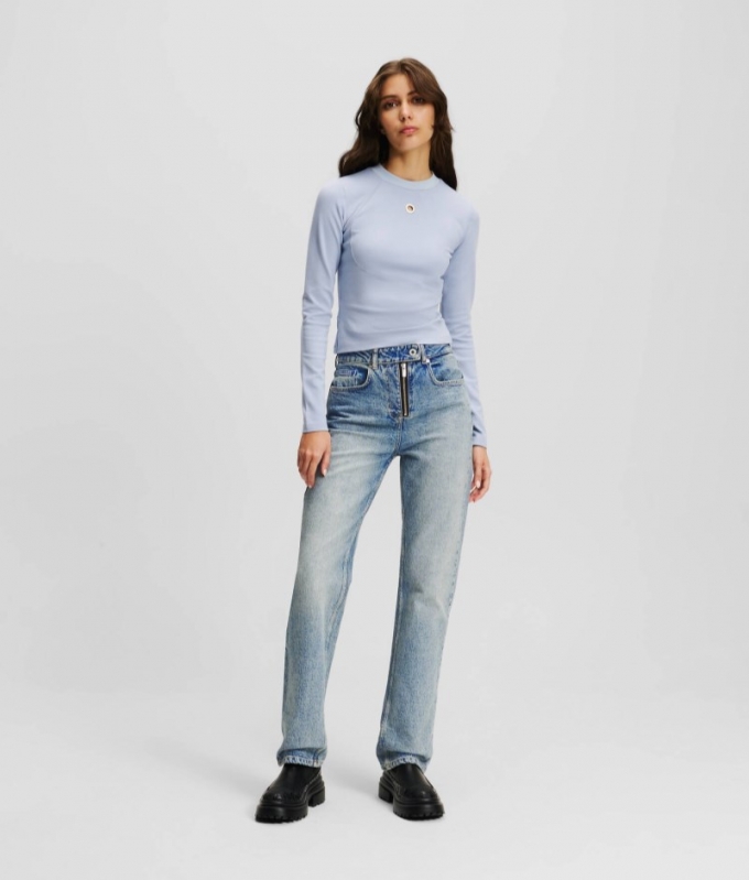 WOMEN'S KLJ HIGH-RISE ZIP-FLY STRAIGHT JEANS - VINTAGE LIGHT BLUE