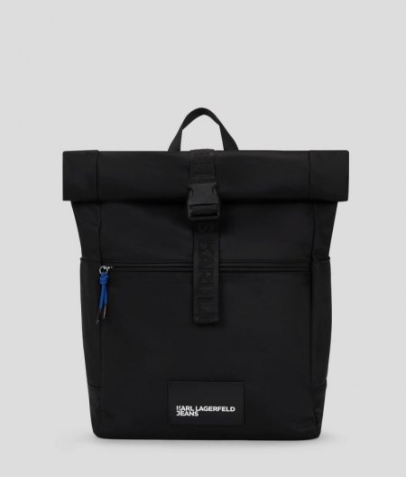 MEN'S KLJ STREET NYLON ROLL-TOP BACKPACK - BLACK