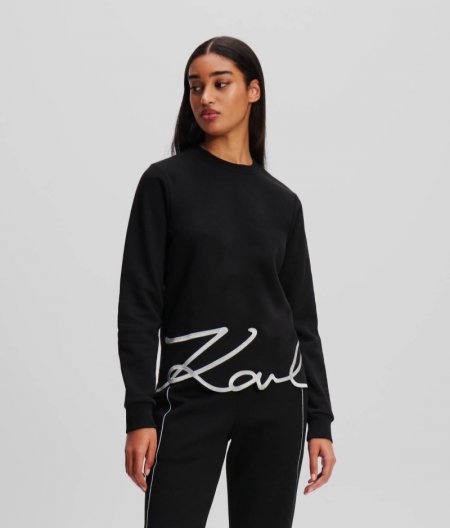 WOMEN'S KARL SIGNATURE HEM SWEATSHIRT - Rose Smoke