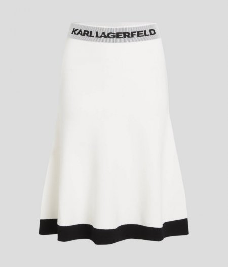 WOMEN'S FLARED KNIT SKIRT - White