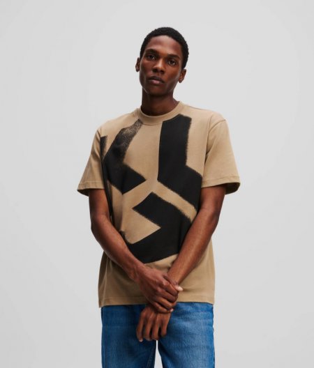 MEN'S KLJ MONOGRAM BLEACHED T-SHIRT - Desert Taupe