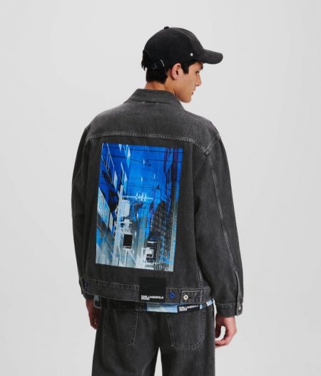 MEN'S KLJ TOKYO-PRINT DENIM JACKET - Rinsed Wash Black