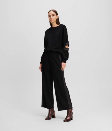 WOMEN'S GLITTER KARL LOGO TAPE CULOTTES - Black