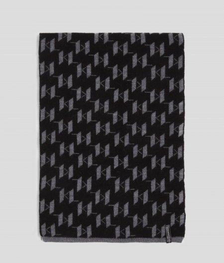 MEN'S K/MONOGRAM WOVEN SCARF - Black