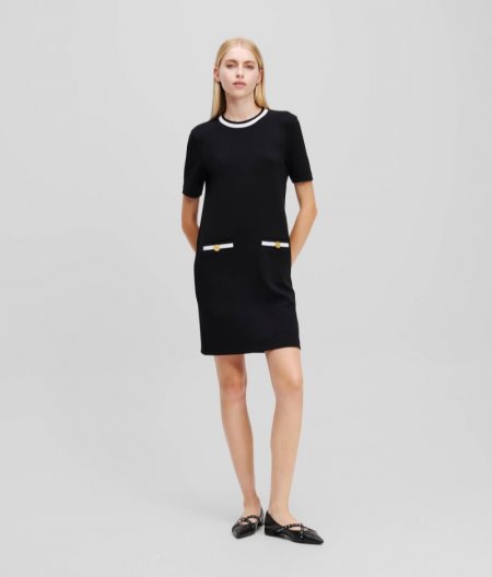 WOMEN'S KARL ESSENTIAL T-SHIRT DRESS - White/Black