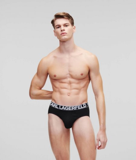 MEN'S BOLD KARL LOGO BRIEFS - 3 PACK - Black/White