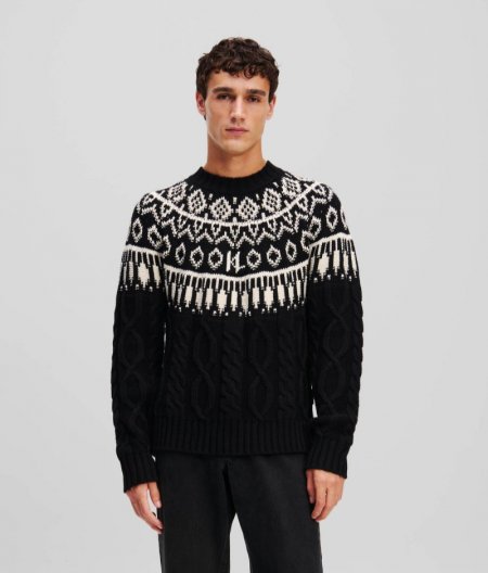 MEN'S KL MONOGRAM FAIRISLE SWEATER - Black