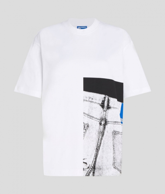 WOMEN'S KLJ TROMPE-L’OEIL T-SHIRT - WHITE