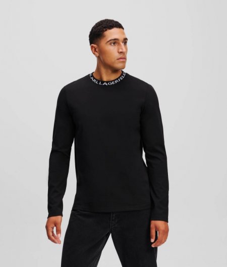 MEN'S KARL LOGO LONG-SLEEVED T-SHIRT - Black