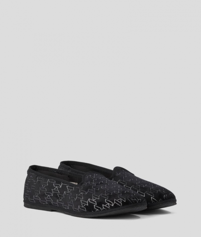 WOMEN'S KL MONOGRAM SLIPPERS - Black