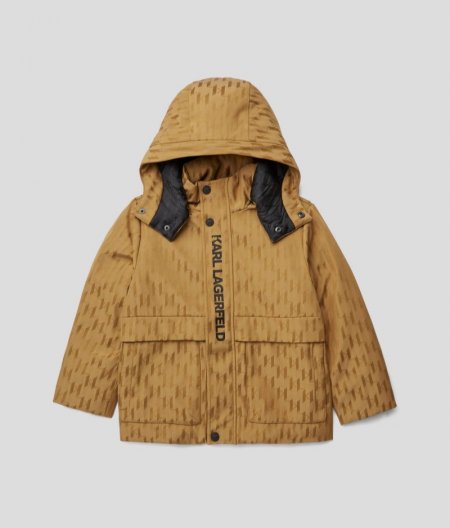 BOYS KL MONOGRAM HOODED JACKET - Stone