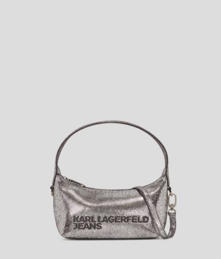 WOMEN'S KLJ LOGO METALLIC TOP-HANDLE BAG - SILVER