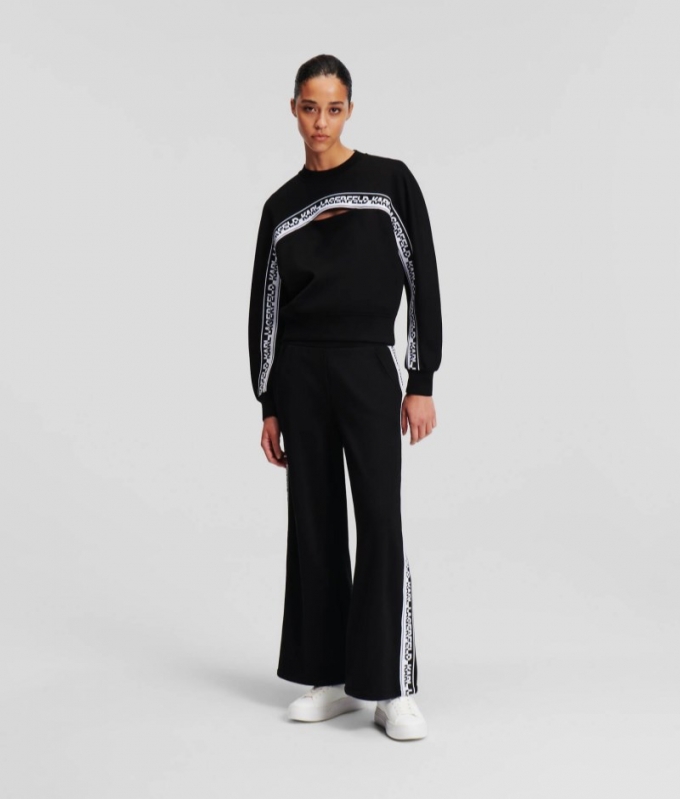 WOMEN'S KARL LOGO WIDE-LEG CULOTTES - Black