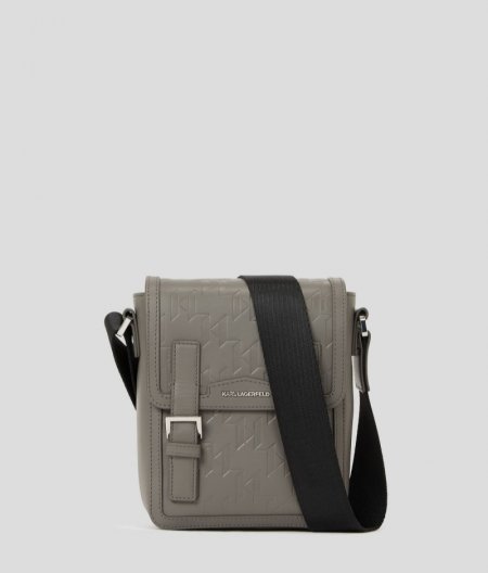 MEN'S K/LOOM LEATHER CROSSBODY BAG - Grey