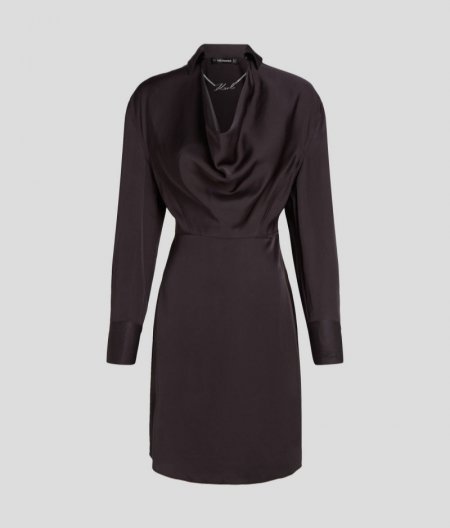 WOMEN'S KARL SIGNATURE CHAIN SATIN DRESS - Deep Purple