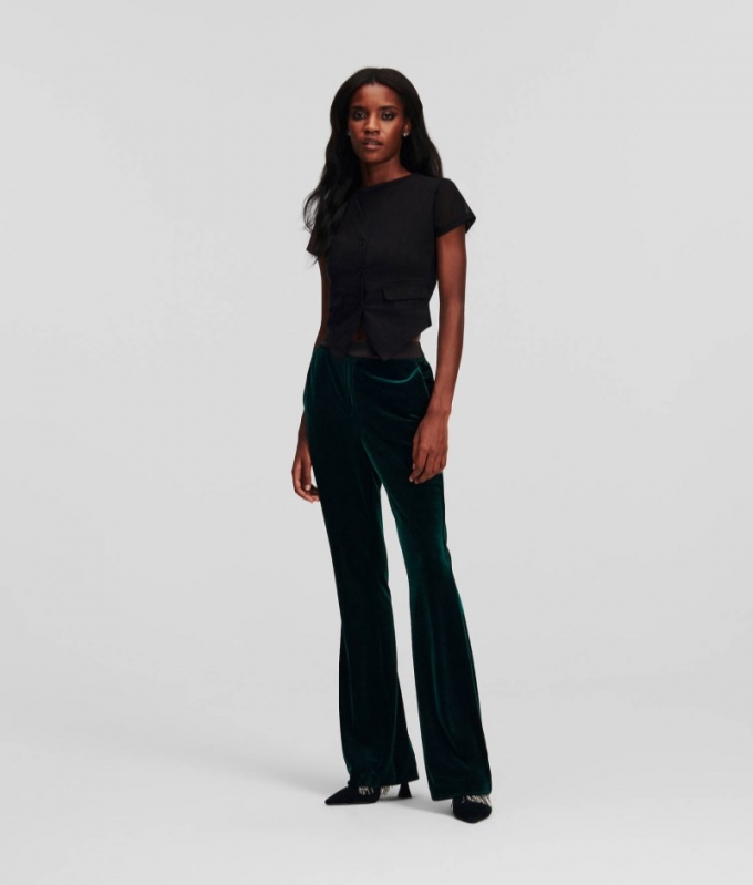 WOMEN'S VELVET TROUSERS - Everglade