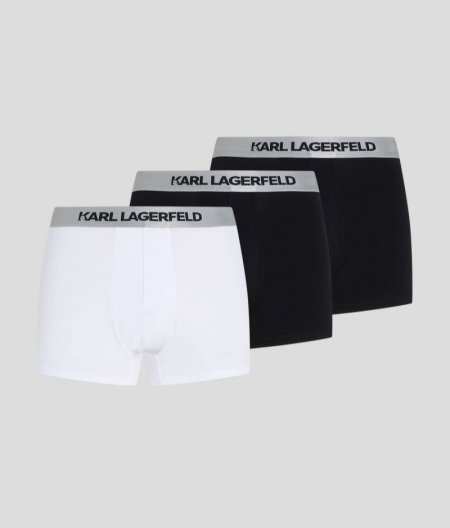 MEN'S METALLIC KARL LOGO TRUNKS – 3 PACK - Black/Chili Pepper