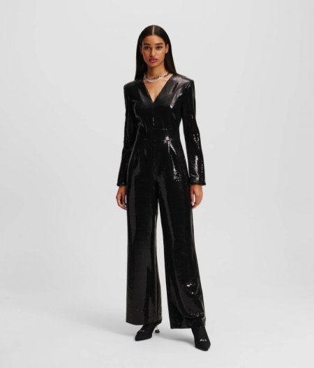 WOMEN'S SEQUIN JUMPSUIT - Black