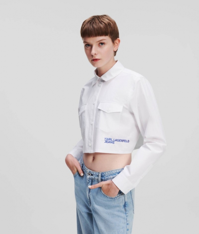 WOMEN'S KLJ CROPPED SHIRT - WHITE