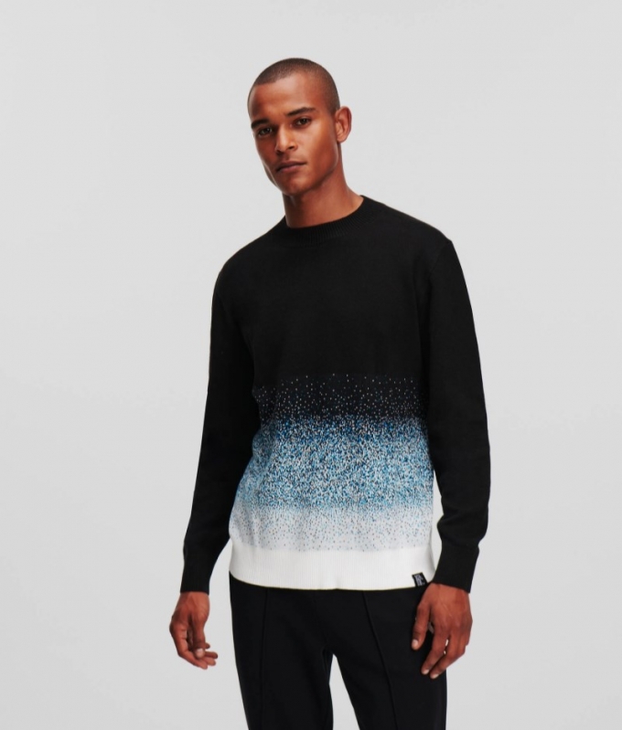 MEN'S DEGRADÉ KNITTED SWEATER - Black