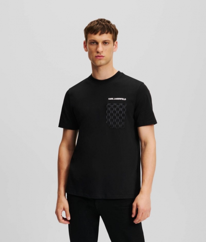 MEN'S KL MONOGRAM POCKET T-SHIRT - Black