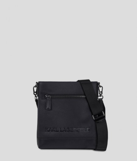 MEN'S K/ESSENTIAL FLAT CROSSBODY BAG - Black