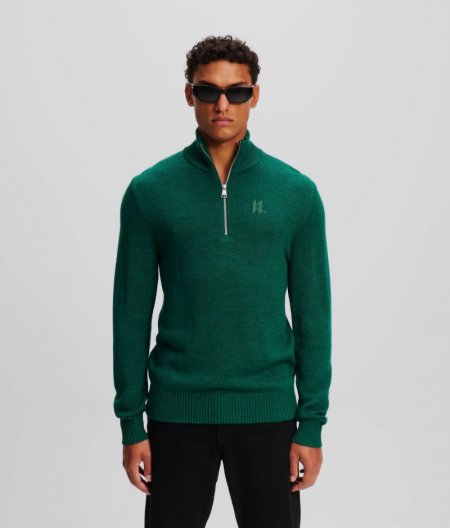 MEN'S HALF-ZIP TURTLENECK SWEATER - Rainforest Green