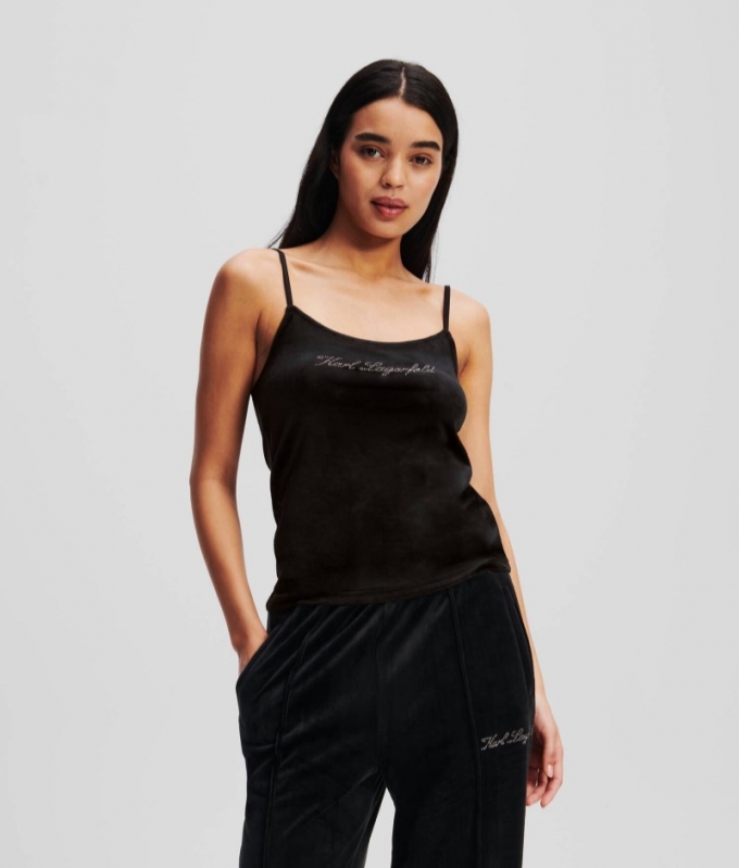 WOMEN'S HOTEL KARL VELOUR CAMISOLE - Black