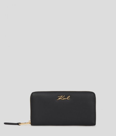 WOMEN'S K/SIGNATURE CONTINENTAL WALLET - Black/Gold