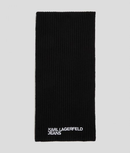 MEN'S KLJ LOGO RIBBED SCARF - BLACK