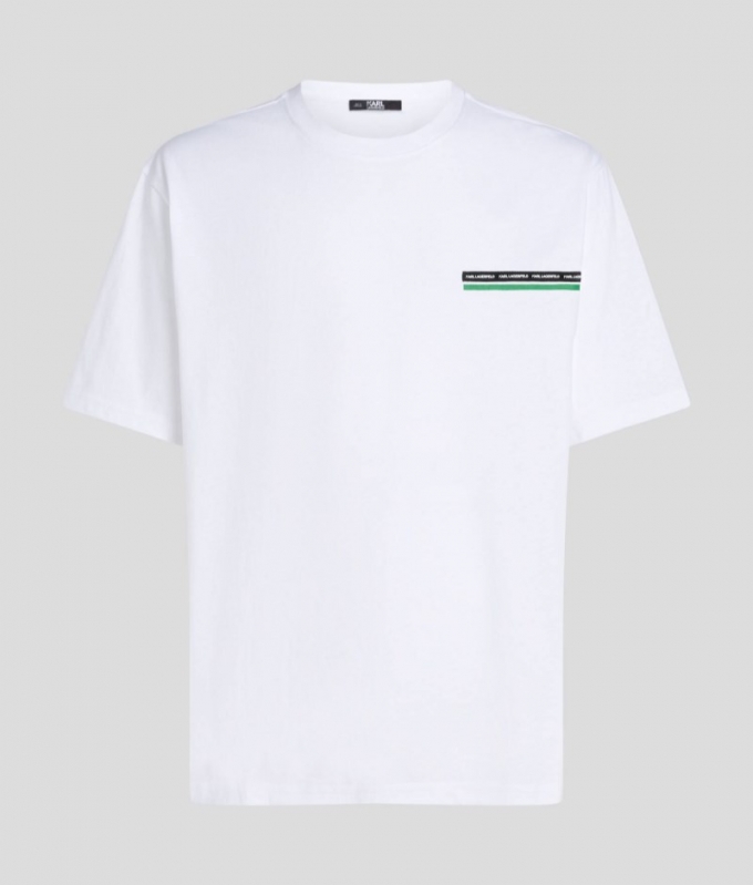 MEN'S WOVEN TAPE STRIPE T-SHIRT - White