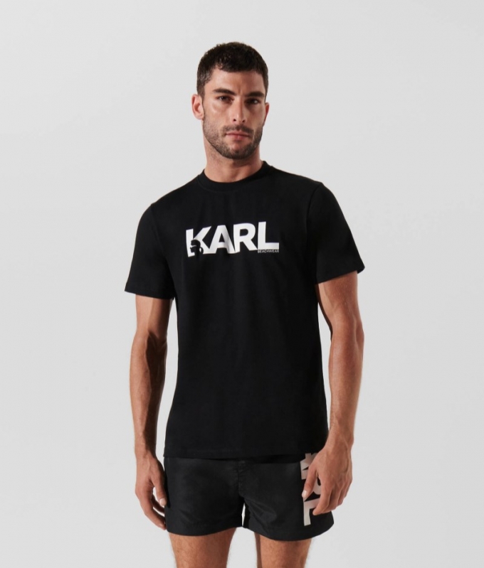 MEN'S KARL LOGO BEACH T-SHIRT - White/Crème the Menthe