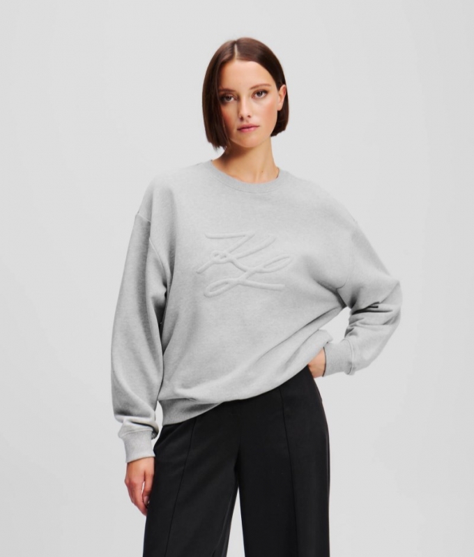 WOMEN'S KARL AUTOGRAPH SWEATSHIRT - Light Grey Mel