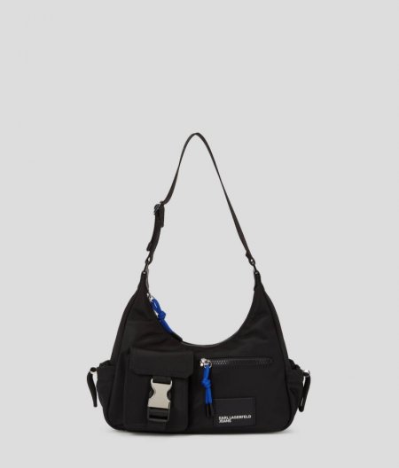 WOMEN'S KLJ STREET NYLON SHOULDER BAG - BLACK