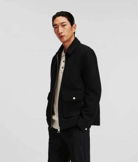 MEN'S KARL ESSENTIALS BOUCLÉ JACKET - Black Iris