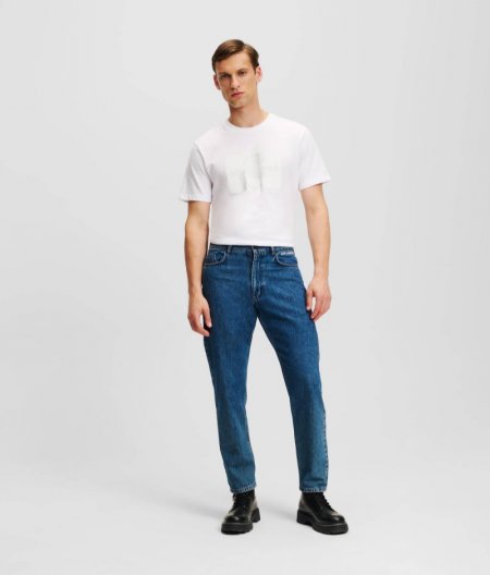 MEN'S KARL LOGO TAPERED JEANS - Mid Blue